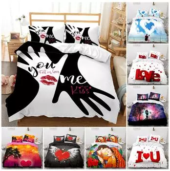 3D комплект постельного белья для пары, пододеяльник для спальни, наволочка, домашний комплект постельного белья, AU/EU/US, полноразмерная односпальная/двуспальная кровать Baby 100x135cm