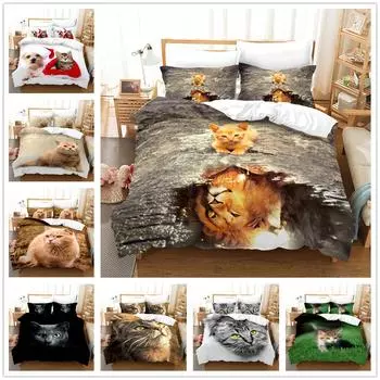 3D комплект постельного белья для домашних животных и кошек, пододеяльник, наволочка, двуспальная кровать, полноразмерное покрывало, моющийся, удобное украшение для дома Baby 100x135cm