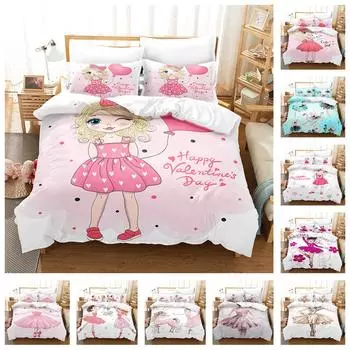 3D комплект постельного белья для девочек, пододеяльник для танцевальных девочек, 2/3 шт., подарок на день рождения, AU140 * 210, полноразмерный микрофибра, быстросохнущий мягкий домашний текстиль Baby 100x135cm