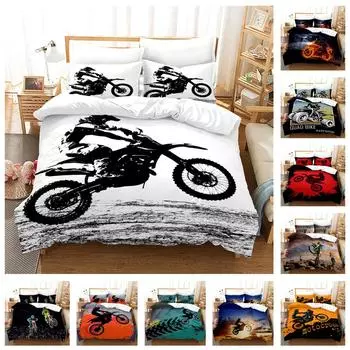 3D комплект постельного белья для мотоцикла в индустриальном стиле, пуховое одеяло и наволочка, 2/3 шт. AU140 * 210, односпальная/двуспальная кровать, праздничный подарок, мягкий домашний текстиль из микрофибры Baby 100x135cm