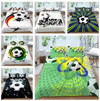 3D комплект постельного белья для футбола и спорта, пододеяльник для футболиста, наволочка, комплект из 2/3 предметов, ткань из микрофибры, AU/EU/US, полноразмерное украшение для дома Baby 100x135cm