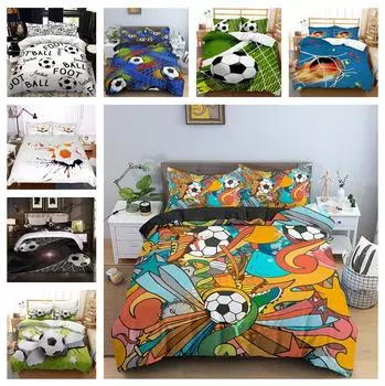 3D комплект постельного белья для футбола, спортивный пододеяльник, наволочка, 2 или 3 шт., AU140 * 210, украшение для комнаты для мальчиков Baby 100x135cm