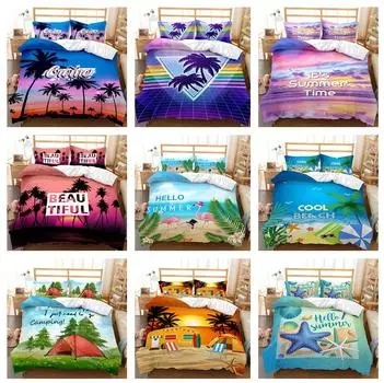 3D комплект постельного белья для летнего отдыха для дома, пляжное пододеяльник, наволочка, 2/3 шт., AU/EU/US/UK/DE, полный размер, быстрая сушка, легкая чистка, домашний интерьер Baby 100x135cm