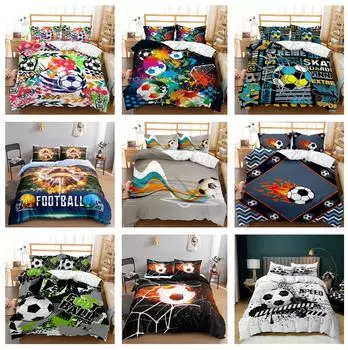 3D комплект постельного белья для футбола, спортивный пододеяльник, наволочка, 2/3 шт. DE135 * 200, полноразмерная комната для мальчиков и мужчин, быстросохнущая мягкая мебель для дома Baby 100x135cm