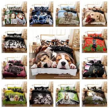 3D комплект постельного белья для собак, пододеяльник с животными, наволочка, 2/3, подарок на день рождения, AU240 * 270, микрофибра, полный размер, мягкий домашний текстиль Baby 100x135cm