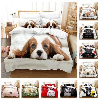 3D комплект постельного белья для собак, двуспальная кровать, пододеяльник, наволочки, 2/3 шт., комплект постельного белья с изображением животных, подарок для детей и взрослых Baby 100x135cm