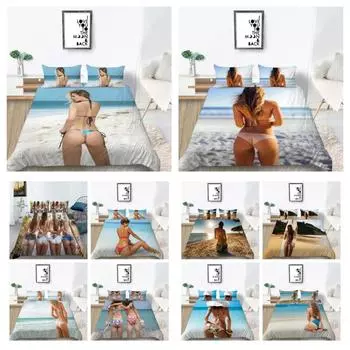 3D комплект постельного белья, комплект пододеяльников, сексуальный женский комплект с принтом, домашний декор, полиэстеровая наволочка, мягкая стирка UK Single 135x200cm