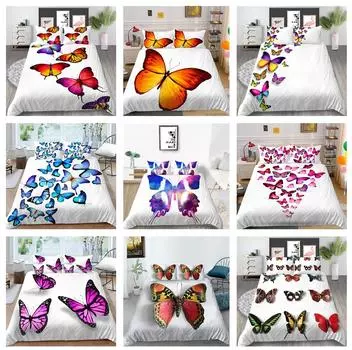 3D комплект постельного белья на белом фоне, серия «Деньги и бабочки», пододеяльник, наволочка, 2 или 3 куска ткани из микрофибры, AU, очень большое украшение для дома Baby 100x135cm
