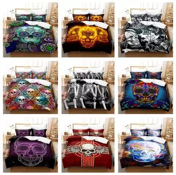 3D комплект постельного белья на Хэллоуин с черепом, пододеяльник и наволочка, 2/3 шт. DE200 * 200, односпальная/двуспальная кровать, праздничный подарок, комната для мальчиков, мягкий домашний текстиль Baby 100x135cm