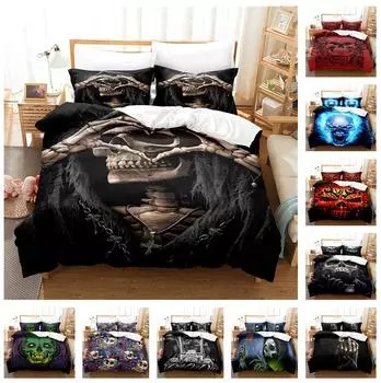 3D комплект постельного белья на Хэллоуин с черепом, пододеяльник и наволочка, 2/3 шт. DE200 * 200, односпальная/двуспальная кровать, праздничный подарок, комната для мальчиков, мягкий домашний текстиль Baby 100x135cm
