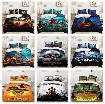 3D комплект постельного белья на Хэллоуин с ужасом, пододеяльник, наволочка, 2/3, праздничные подарки, AU140 * 210, полноразмерный быстросохнущий мягкий домашний текстиль Baby 100x135cm