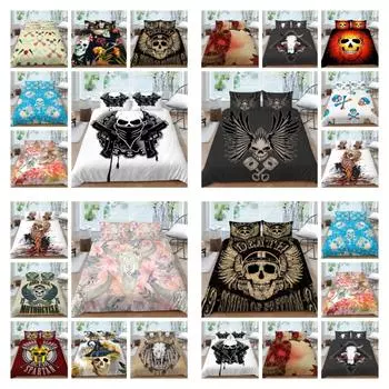 3D комплект постельного белья, постельное белье с 3D принтом черепа, одеяло, пододеяльник, праздничный подарок, пододеяльник из микрофибры для мальчиков и мужчин UK Single 135x200cm