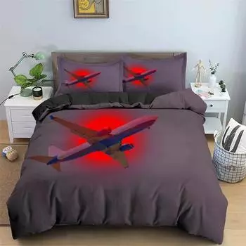 3D Комплект постельного белья с принтом самолета Детский Взрослый 2/3 предмета Пододеяльник с наволочкой Одеяло Постельное белье Чехол для одеяла Роскошный комплект постельного белья US Twin(172x218cm)