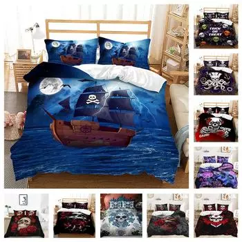 3D комплект постельного белья с изображением головы черепа, роскошный пододеяльник с цветочным черепом, 2/3 шт. DE135 * 200, полноразмерный комплект для комнаты мальчиков, мягкое украшение для спальни Baby 100x135cm