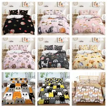 3D комплект постельного белья с милым котом, пододеяльник для домашних животных, наволочка, 2/3 шт., мягкий домашний текстиль для комнаты девочки, подарок на день рождения Baby 100x135cm