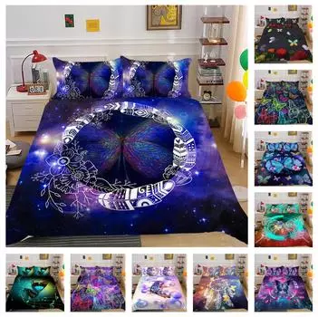 3D комплект постельного белья с бабочкой, красочная бабочка, пододеяльник, наволочка, 2 или 3 шт., AU180 * 210, полный размер, мягкое украшение для дома Baby 100x135cm