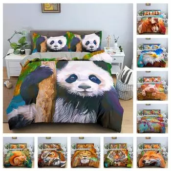 3D комплект постельного белья с изображением животных джунглей, пододеяльник и наволочка с лесными животными, 2/3 шт., AU240 * 270, крупногабаритное украшение для дома Baby 100x135cm