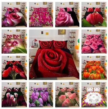 3D комплект постельного белья с цветочной тематикой, пододеяльник для пары, наволочка, простыня/двуспальная кровать, 2/3 шт., полноразмерное украшение для дома Baby 100x135cm