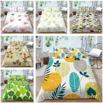 3D комплект постельного белья с изображением листьев растения, пододеяльник для спальни, наволочка, простыня/двойной король, 2/3 предмета, украшение для спальни Baby 100x135cm