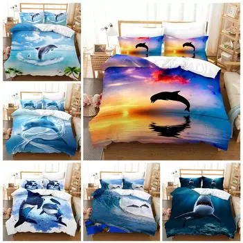 3D комплект постельного белья с изображением океанских животных, пододеяльник для спальни, наволочка, домашний комплект постельного белья, AU/EU/US, полноразмерная односпальная/двуспальная кровать, украшение для дома Baby 100x135cm