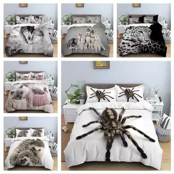 3D комплект постельного белья с цифровым принтом высокой четкости, пуховое одеяло и наволочка с животными, AU/EU/US/UK/DE, полноразмерное украшение для дома Baby 100x135cm