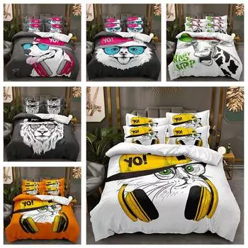 3D комплект постельного белья с животными, наушники в стиле хип-хоп, пуховое одеяло с животными, AU/DE/EU/ES, полный размер, роскошное пододеяльник, молодежное покрывало Baby 100x135cm
