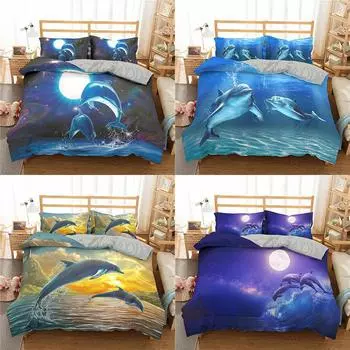 3D комплект постельного белья с морскими животными, пододеяльник и наволочка, одноместная/двуспальная кровать, украшение для дома в натуральную величину, Австралия/ЕС/США Baby 100x135cm