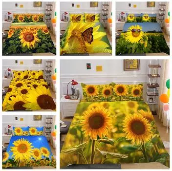 3D комплект постельного белья с рисунком подсолнуха, пододеяльник для спальни, домашний комплект постельного белья, односпальная/двуспальная кровать, украшение дома Baby 100x135cm