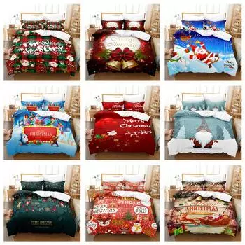 3D комплект постельного белья с Новым годом Санта-Клаус, одеяло и наволочка, 2/3 шт. DE135 * 200, односпальная/двуспальная кровать, мягкий моющийся домашний текстиль Baby 100x135cm