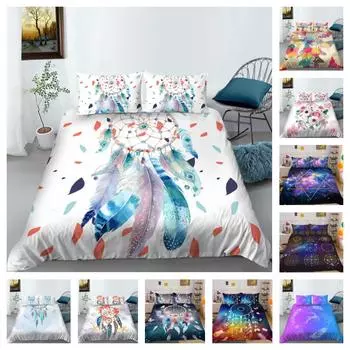 3D комплект постельного белья с принтом «Ловец снов», наволочка, дышащее мягкое пододеяльник, мягкие дышащие пододеяльники UK Single 135x200cm