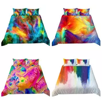 3D комплект постельного белья с принтом цвета радуги, красочный пододеяльник, наволочка, ткань из микрофибры, AU, очень большое украшение для дома Baby 100x135cm