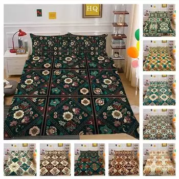 3D комплект постельного белья с цветком пейсли в индийском стиле, пододеяльник, 2/3 предмета, Великобритания/США/Австралия/ЕС/DE, полный размер, моющийся, мягкий, быстросохнущий, украшение для дома Baby 100x135cm