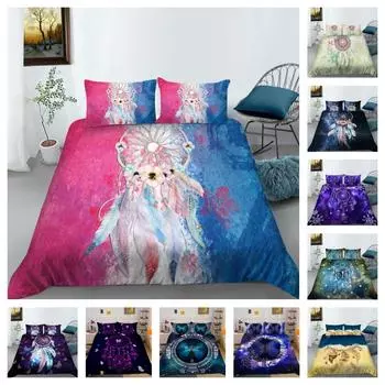 3D комплект постельного белья с принтом «Ловец снов», пододеяльник, пододеяльник с праздничным подарком, романтическое пододеяльник из микрофибры UK Single 135x200cm