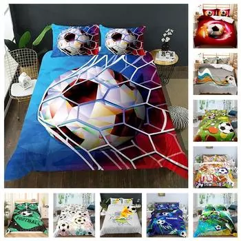 3D комплект постельного белья с цифровой печатью высокой четкости, футбольный спортивный пуховый пододеяльник, наволочка, 2 или 3 шт., AU140 * 210, украшение для комнаты для мальчика Baby 100x135cm
