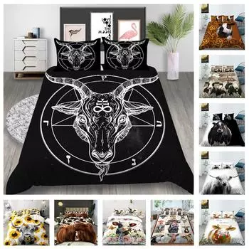 3D комплект постельного белья с изображением коровы, пуховый пододеяльник, наволочка, 2/3 шт., AU180 * 210, полный размер, пододеяльник для мальчиков и подростков Baby 100x135cm