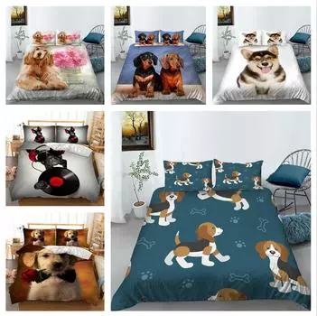 3D комплект постельного белья серии «собака» с изображением животных, пододеяльник и наволочка, 2/3 шт., ткань из микрофибры, очень большой размер, мягкое украшение для дома Baby 100x135cm