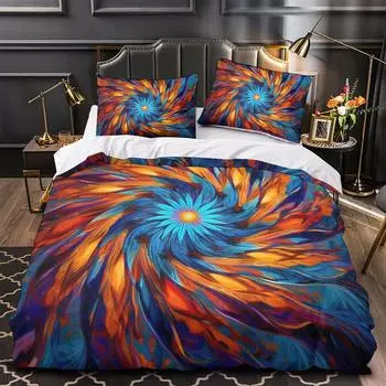 3D комплект постельного белья сфумато с абстрактным цветным принтом и узором, пододеяльник с принтом, одеяло королевского размера, 2/3 шт., простыня с наволочкой, постельное белье DE 135x200cm