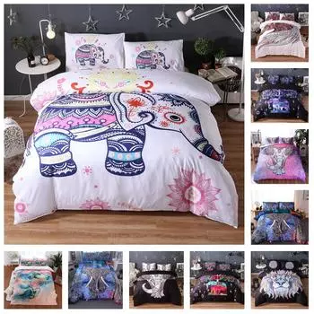 3D комплект постельного белья со слоном в экзотическом стиле, пуховое одеяло и наволочка с изображением животных, 2/3 шт. AU180 * 210, полноразмерный быстросохнущий домашний декор Baby 100x135cm