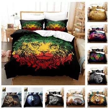 3D комплект постельного белья свирепый зверь Лев пододеяльник наволочка 2/3 шт. DE135 * 200 полноразмерный животный принт с молнией мягкий домашний текстиль Baby 100x135cm