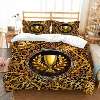 3D комплект постельного белья, золотой трофей, модное покрывало для кровати для детей, подростков, королевский размер, покрывала, домашний декор для спальни, пододеяльники UK Single 135x200cm