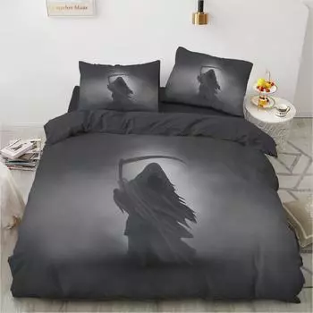 3D комплекты постельного белья на Хэллоуин с рисунком, пододеяльник с принтом, одеяло для королевского размера, 2/3 шт., постельное белье с наволочкой, постельное белье DE 135x200cm