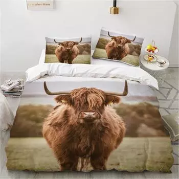 3D комплекты постельного белья с узором яка, пододеяльник с принтом, одеяло для королевского размера, 2/3 шт., постельное белье с наволочкой, постельное белье DE 135x200cm