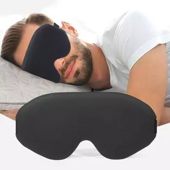 3D контурный чехол для сна для женщин и мужчин, улучшенное пространство для глаз для спящих на боку, светонепроницаемая дышащая повязка для глаз с регулируемыми ремнями чёрный