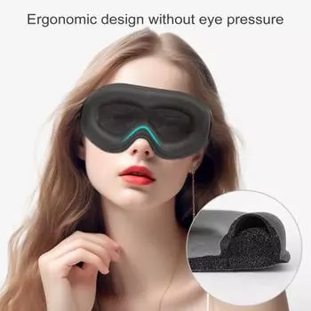 3D контурный чехол для сна для женщин и мужчин, улучшенное пространство для глаз для спящих на боку, светонепроницаемая дышащая повязка для глаз с регулируемыми ремнями чёрный