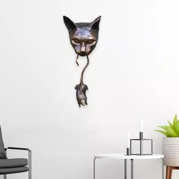 3D кошка укус мыши животное настенное искусство скульптура игрушка для дома гостиная дверь декор