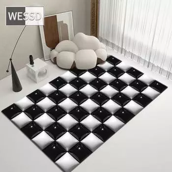 3D ковер геометрический плед большого размера, коврики для комнаты, коврик для игровой комнаты, украшение для спальни, ковер в шахматном порядке для коврика для ванной комнаты 40x60cm 1pcs
