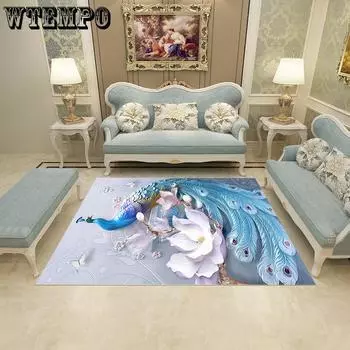 3D ковер с цветочным принтом, большой размер, Павлин, гостиная, спальня, чайный столик, ковер, противоскользящий напольный коврик 120cm*180cm