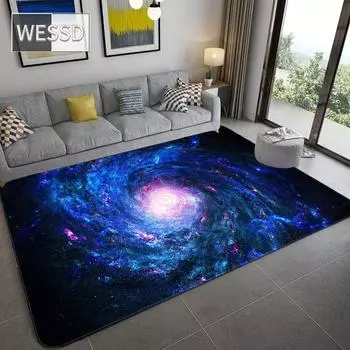 3D ковер с голубым звездным небом для спальни, мягкий фланелевой прикроватный коврик, космический ковер, нескользящий коврик для спальни, коврик для прихожей, моющийся коврик 40x60cm 1pcs