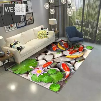 3D ковер с карпом и рыбой для гостиной, большой ковер, коврик для журнального столика, декоративный мягкий коврик для спальни, коврик для ванной комнаты, губка 40x60cm 1pcs