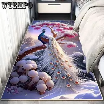 3D ковер с принтом павлина для гостиной, журнальный столик, напольный коврик для спальни, прикроватный коврик для коридора, противообрастающий декоративный напольный коврик W40*L120CM